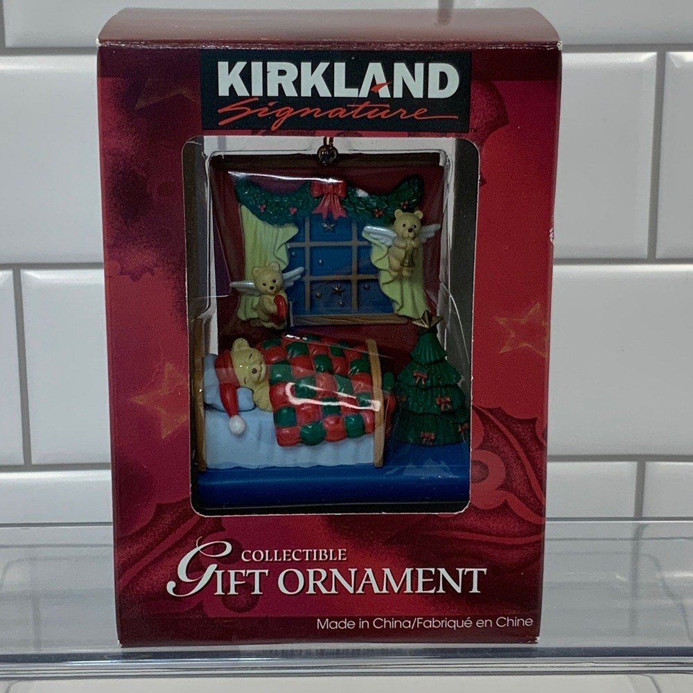 Vintage Kirkland Signature Sleeping Bear Bedroom Ornament Resin Red 4in